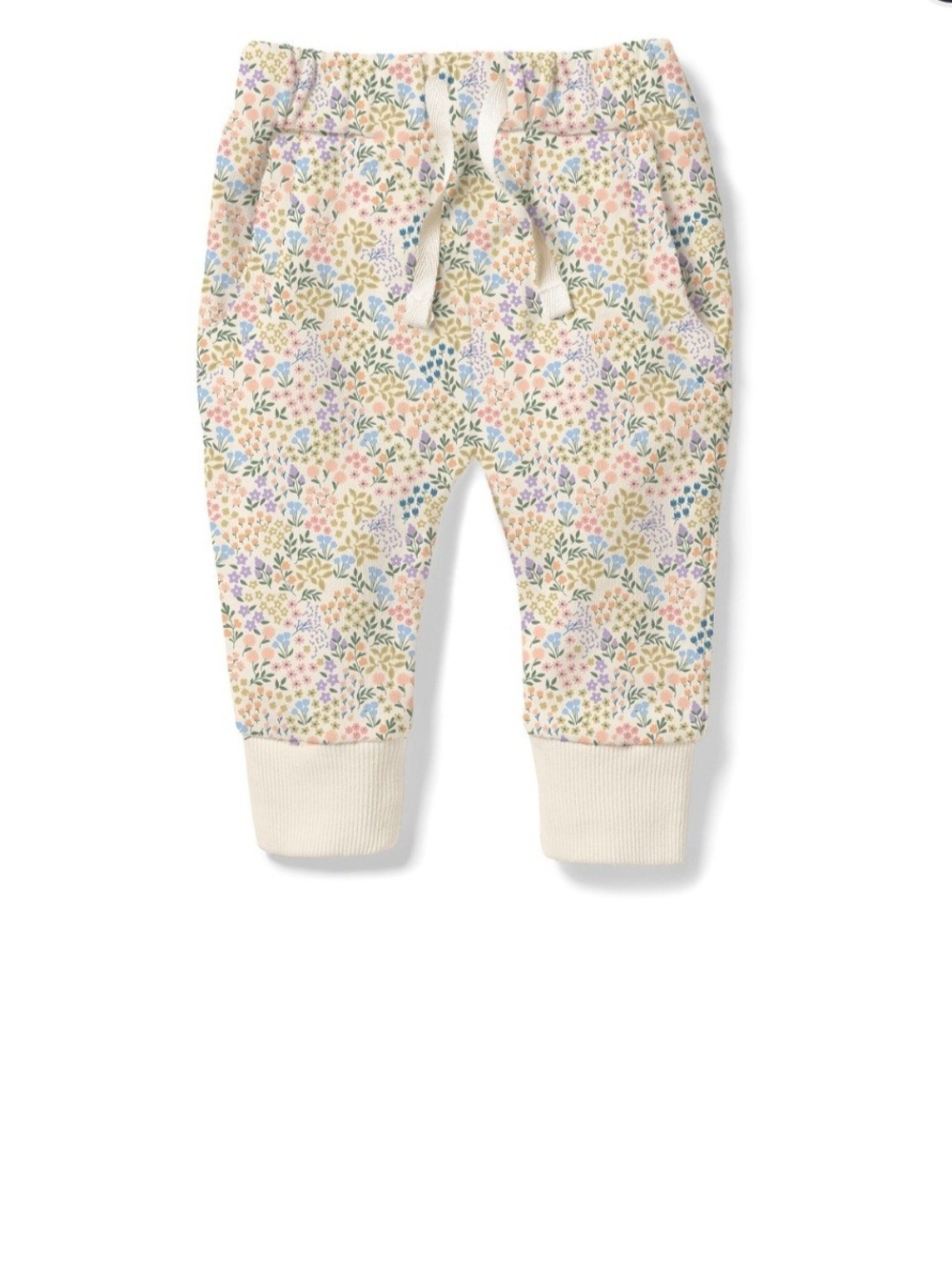 Kids Floral Jogger Pajama Pants - Cream Multi